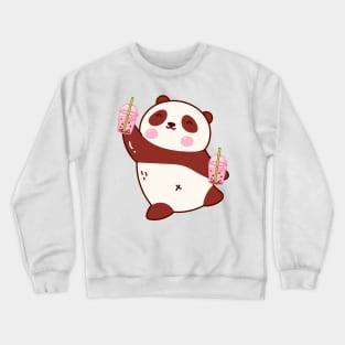 Cute Panda Bear Loves Bubble Tea Crewneck Sweatshirt